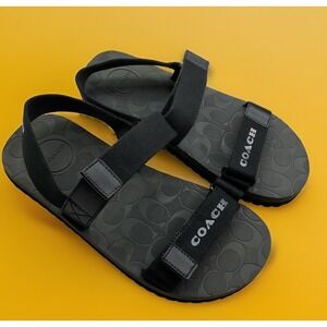 Coach Sport Sandals Sz 10D Black Webbing Adjustable Comfort Cl103